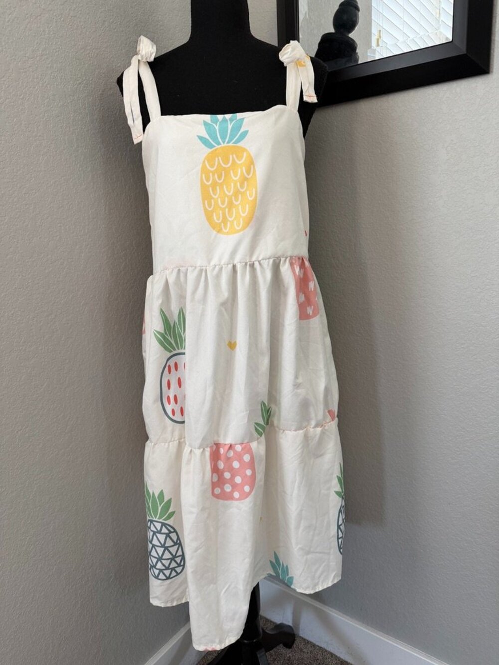 Vintage HANDMADE Pineapple Tiered Midi Sundress Small - Picture 3 of 12